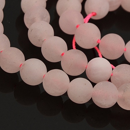 Honeyhandy Frosted Natural Rose Quartz Round Beads Strands, 6mm, Hole: 1mm, about 61pcs/strand, 15.7 inch