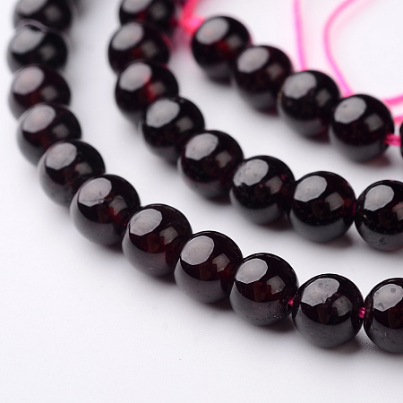 Honeyhandy Natural Garnet Round Bead Strands, 6mm, Hole: 1mm, about 70pcs/strand, 15.3 inch