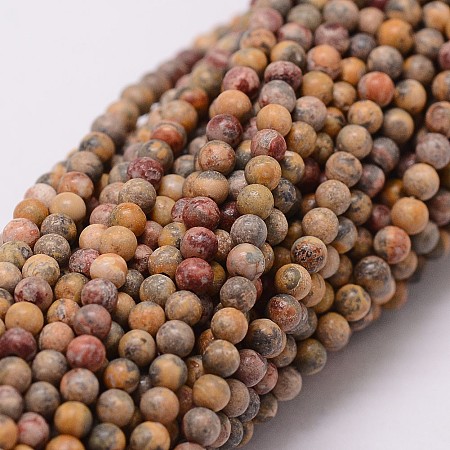 Honeyhandy Natural Leopard Skin Jasper Beads Strands, Round, 2mm, Hole: 0.5mm, about 190pcs/strand