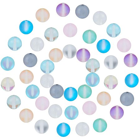 NBEADS 160 Pcs Synthetic Moonstone Beads Strands Holographic Beads Dyed Frosted Round Loose Beads for DIY Necklace Bracelet Earrings Jewelry Making