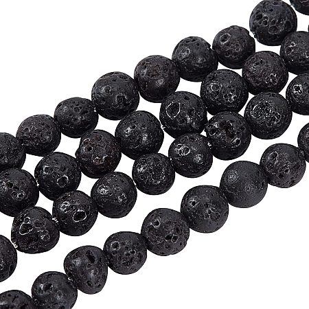 OLYCRAFT 470pcs 4mm Volcanic Rock Beads Black Chakra Beads Energy Healing Lava Beads Round Gemstone Loose Beads for Bracelet Jewelry Making