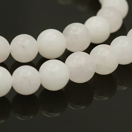 Honeyhandy Natural Round White Jade Bead Strands, 6mm, Hole: 1mm, about 65pcs/strand,15.7 inch