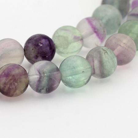 Honeyhandy Natural Rainbow Fluorite Round Bead Strands, 10mm, Hole: 1mm, about 40pcs/strand, 15.7 inch
