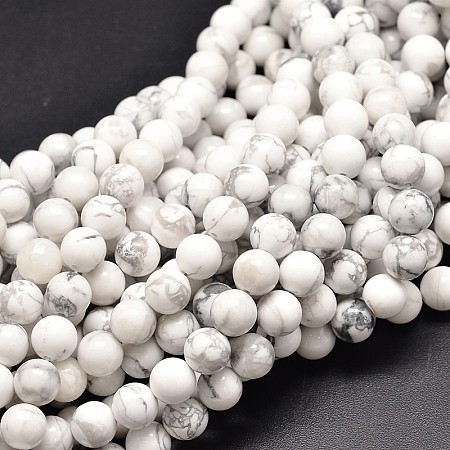 Honeyhandy Natural Gemstone Howlite Round Bead Strands, 10mm, Hole: 1mm, about 40pcs/strand, 15.1 inch