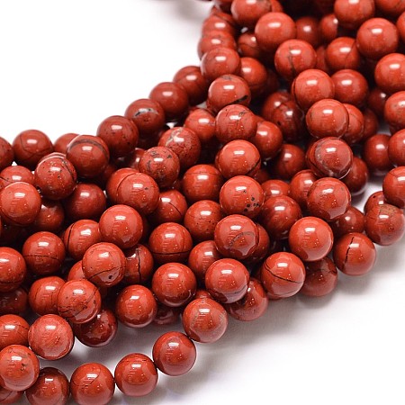 Honeyhandy Grade A Natural Red Jasper Bead Strands, 8mm, Hole: 1mm, about 48pcs/strand, 15.5 inch