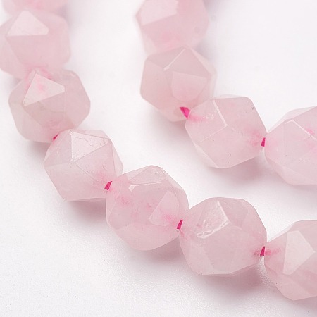 Honeyhandy Natural Rose Quartz Bead Strands, Faceted, Round, 6mm, Hole: 1mm, about 67pcs/strand, 15.15 inch