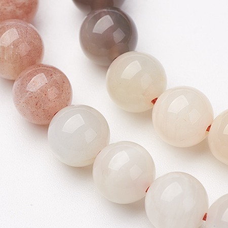 Honeyhandy Natural Multi-Moonstone Bead Strands, Round, 6mm, Hole: 1mm, about 64pcs/strand, 15.5 inch