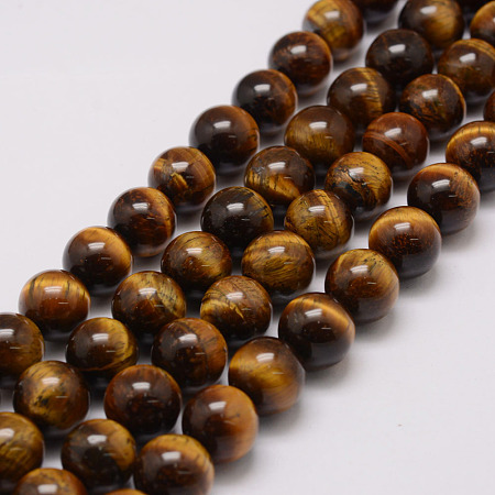Honeyhandy Natural & Dyed Tiger Eye Bead Strands, Grade AB, Round, 16mm, Hole: 1.5mm, about 25pcs/strand, 14.9 inch~15.5 inch