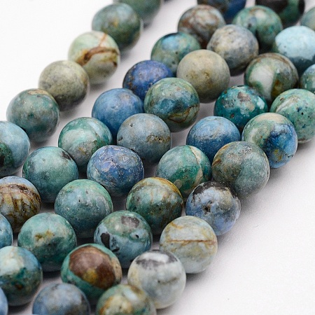 Honeyhandy Natural Variscite Bead Strands, Round, 8mm, Hole: 1mm, about 49pcs/strand, 15 inch