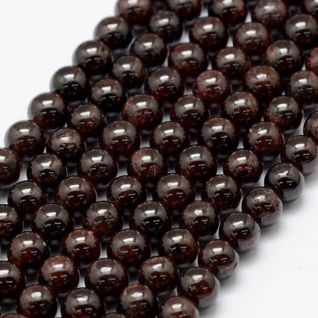 Honeyhandy Natural Garnet Beads Strands, Round, 6~7mm, Hole: 1mm, about 60pcs/strand, 15.1 inch(38.5cm)