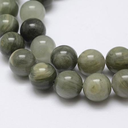 Honeyhandy Natural Green Rutilated Quartz Beads Strands, Round, 6mm, Hole: 1mm, about 62pcs/strand, 15.5 inch(39.5cm)