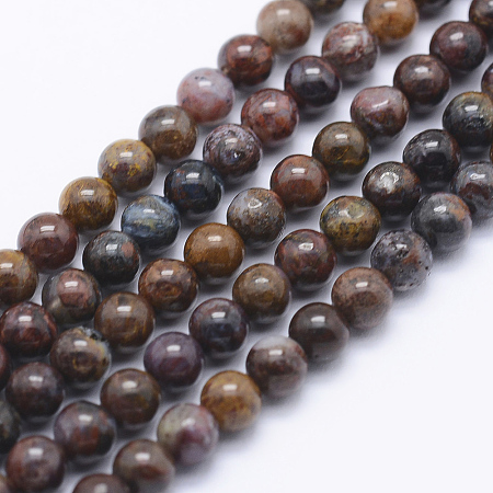 Honeyhandy Natural Pietersite Beads Strands, Round, 4mm, Hole: 1mm, about 98pcs/strand, 15.7 inch(40cm)