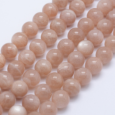 ARRICRAFT Natural Sunstone Beads Strands, Round, 8mm, Hole: 1mm, about 54pcs/strand, 15.7 inches(40cm)