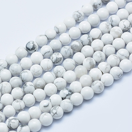Honeyhandy Natural Howlite Beads Strands, Round, 6mm, Hole: 1mm, about 62pcs/strand, 15.7 inch(40cm)