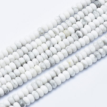 Honeyhandy Natural Howlite Beads Strands, Rondelle, 4~4.5x2~3mm, Hole: 1mm, about 160pcs/strand, 15.7 inch(40cm)