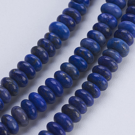 Honeyhandy Natural Lapis Lazuli Beads Strands, Rondelle, 4.5~5x2~2.5mm, Hole: 0.8mm, about 166pcs/strand, 15.3 inch(38.5cm)