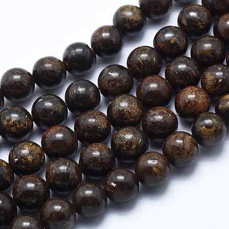 Honeyhandy Natural Bronzite Bead Strands, Round, 8mm, Hole: 1.2mm, about 48pcs/strand, 14.7 inch(37.5cm)