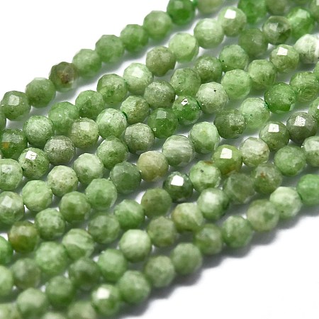Honeyhandy Natural Green Diopside Beads Strands, Round, Faceted, 2mm, Hole: 0.5mm, about 192pcs/Strand, 15.16 inch(38.5cm)