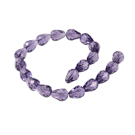 ARRICRAFT 1 Strand (About 20pcs) MediumPurple Faceted Teardrops Grade AAA Imitation Austrian Crystal Glass Bead Strands for Jewelry Making Findings, 10x8mm