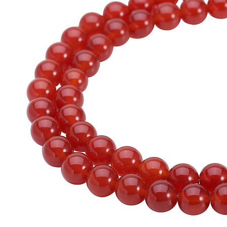 PandaHall Elite Diameter 8mm Grade A Gorgeous Red Smooth Polish Natural Agate Round Gemstone Beads  For Jewelry Making 15.5