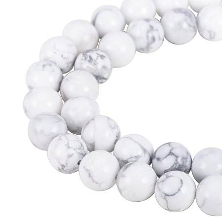 PandaHall Elite Gorgeous Synthetical Howlite Magnsite Gemstone Round Loose Beads 10mm For Jewelry Making (1 Strands)