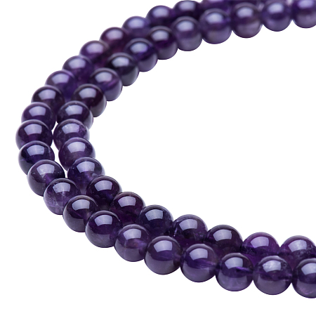 PandaHall Elite Diameter 6mm Grade AB Purple Natural Amethyst Gemstone Gem Round Loose Beads for Jewelry Making Findings 15.5
