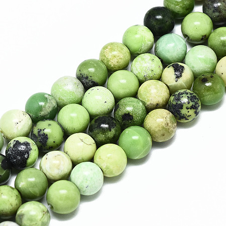 Honeyhandy Natural Serpentine Beads Strands, Round, 8mm, Hole: 1.2mm, about 47~48pcs/strand, 14.96 inch~15.75 inch(38~40cm)