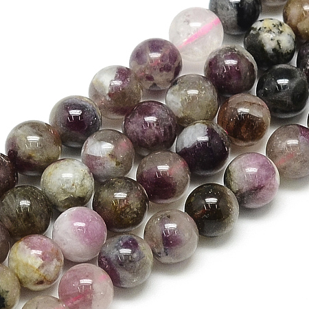 Honeyhandy Natural Tourmaline Beads Strands, Round, 5x4.5mm, Hole: 1mm, about 83pcs/strand, 15.5 inch