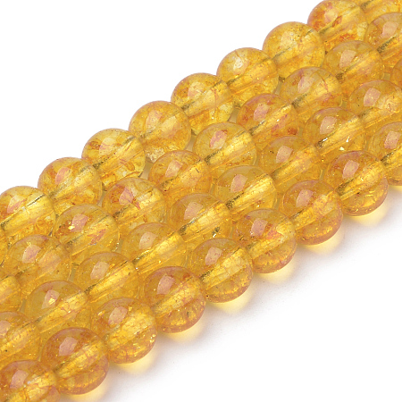 Honeyhandy Synthetic Citrine Beads Strands, Round, Dyed, 6x6mm, Hole: 1mm, about 62pcs/strand, 15.5 inch