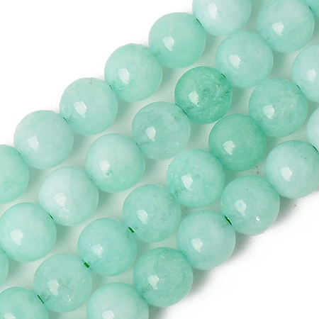 ARRICRAFT Natural Chalcedony Beads Strands, Dyed & Heated, Imitation Amazonite Color, Round, Pale Turquoise, 6~6.5mm, Hole: 1.2mm, about 68pcs/Strand, 14.96 inches(38cm)