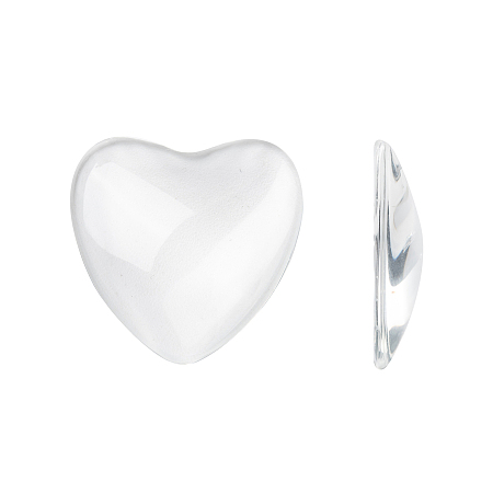 Honeyhandy Transparent Glass Heart Cabochons,, Clear, 29x30x7mm