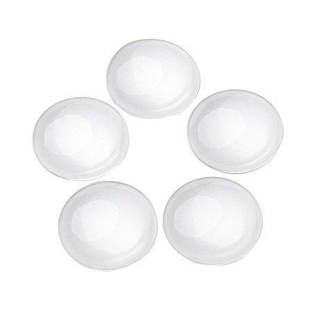 NBEADS 100 Pcs Transparent Glass Cabochons, Half Round/Dome, Clear, 24.5~25x6~7mm