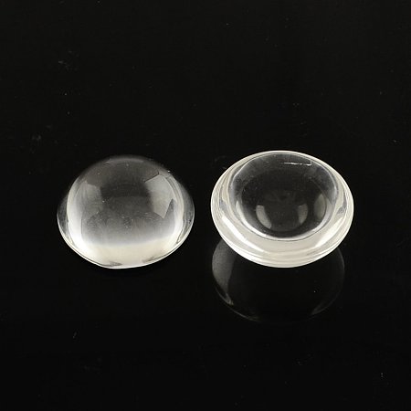 NBEADS 100 Pcs Transparent Half Round Glass Cabochons, Clear, 20x8.5mm