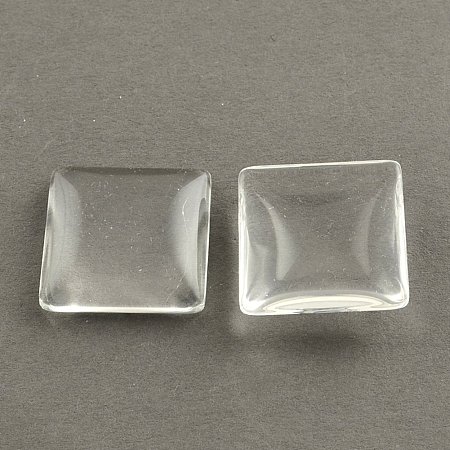 NBEADS 100 Pcs Transparent Glass Square Cabochons, Clear, 25x25x5~6mm