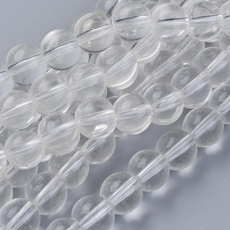 Honeyhandy Glass Beads Strands, Round, Clear, 10mm, Hole: 1.6mm, about 30pcs/strand, 9.4 inch~10.6 inch(24~27cm), about 27strands/bag, 1000g/bag
