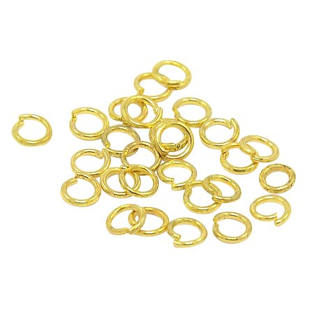 NBEADS 1000g Iron Jump Rings, Close but Unsoldered, Golden Color, 12000pcs/500g, 0.7mm thick, 4mm in diameter; about 2.6mm inner diameter