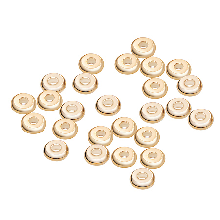 BENECREAT 60 PCS  Gold Plated Beads Metal Spacer Beads for DIY Jewelry Making and Other Craft Work - 5x1.5mm, Donut Shape