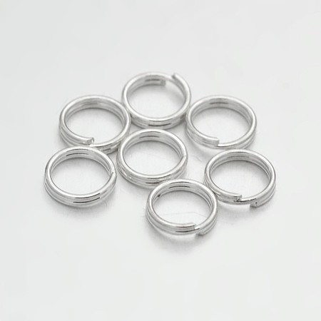Honeyhandy Brass Split Rings, Double Loops Jump Rings, Silver, 6x1.5mm, Hole: 1mm, about 5mm inner diameter, about 4800pcs/500g