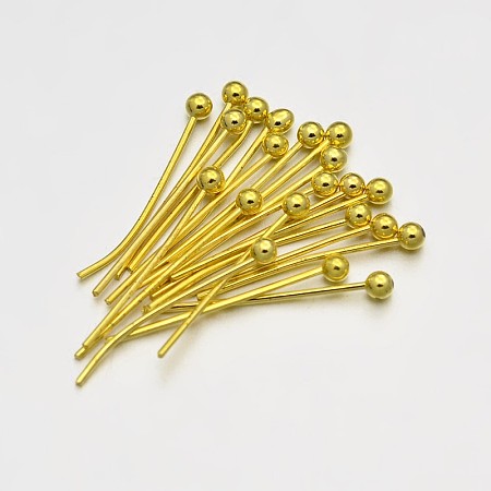 Honeyhandy Brass Ball Head Pins, Golden, 30mm, Pin: 0.5mm, 24 Gauge, Head: 2mm, about 8330pcs/500g