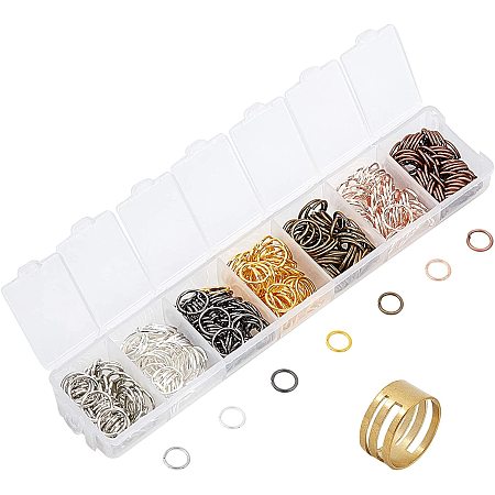 PandaHall Elite About 364pcs 7 Colors Brass Open Jump Rings, 10mm Jewelry Connectors with 1pcs Jump Ring Opener for Earring Bracelet Jewelry Making