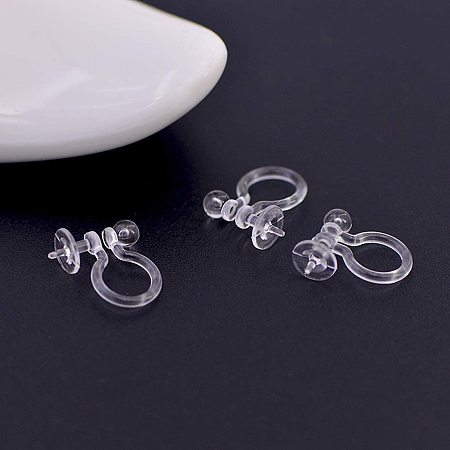 Arricraft 200pcs Plastic Clip-on Earring Components Earring Cabochons Setting 5mm Earring Pins for Non-Pierced Ears