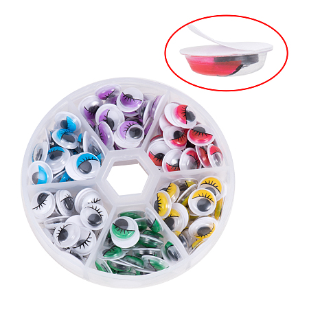 PandaHall Elite Multicolor Self-adhesive Wiggle Eye Sheets Peel and Stick Round Moving Wobbly Googly Eyes 10mm 1 Box