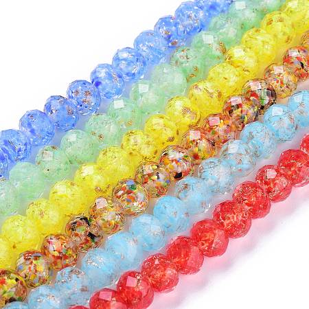 ARRICRAFT Handmade Lampwork Beads Strands, Faceted Round, Mixed Color, 8x10~10.5mm, Hole: 1mm, about 40pcs/strand, 12.44inches(31.6cm)