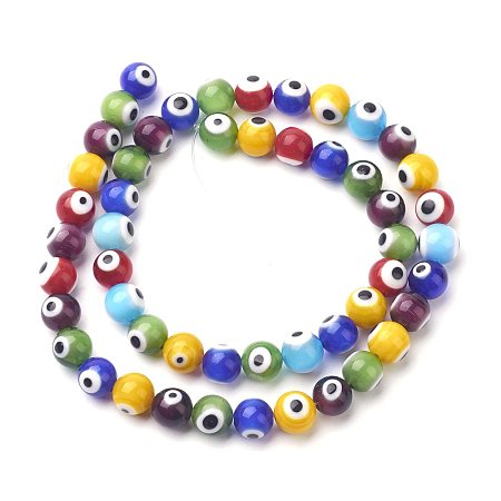 ARRICRAFT About 51 Pcs Round Handmade Evil Eye Lampwork Beads Mixed Colors Diameter 8mm for Jewelry Making 16