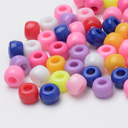 Arricraft Plastic Beads, Barrel, Mixed Color, 8x6mm, Hole: 3.5mm, about 2630pcs/500g