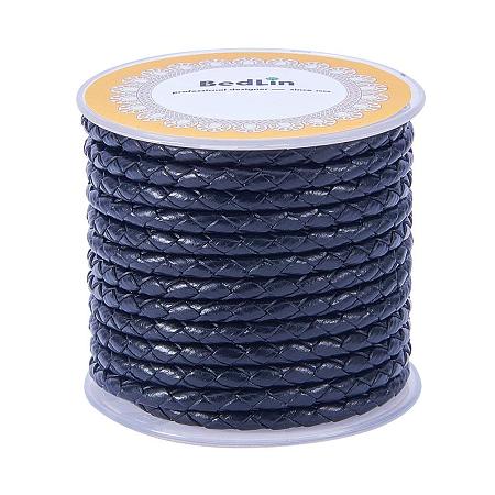 ARRICRAFT 1 Roll 4mm Round Folded Bolo Fold Braided Leather Cords for Necklace Bracelet Jewelry 5m per Roll Black