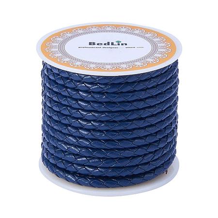 ARRICRAFT 1 Roll 4mm Round Folded Bolo Fold Braided Leather Cords for Necklace Bracelet Jewelry 5m per Roll Blue