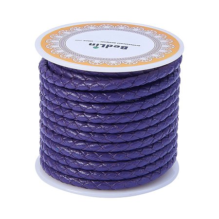 ARRICRAFT 1 Roll 4mm Round Folded Bolo Fold Braided Leather Cords for Necklace Bracelet Jewelry 5m per Roll Purple