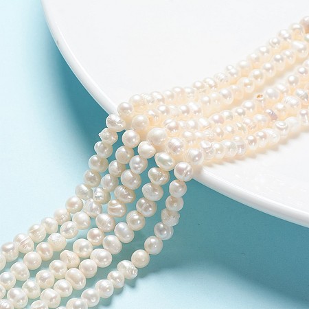 ARRICRAFT Potato Natural Cultured Freshwater Pearl Beads Strands, Seashell Color, 5~6mm, Hole: 0.8mm, about 65~72pcs/strand, 13.7 inches~14.9 inches