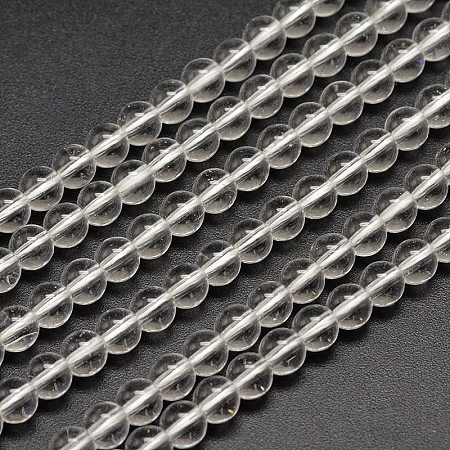 Honeyhandy Synthetic Quartz Round Bead Strands, Clear, 10mm, Hole: 1mm, about 40pcs/strand, 15.7 inch